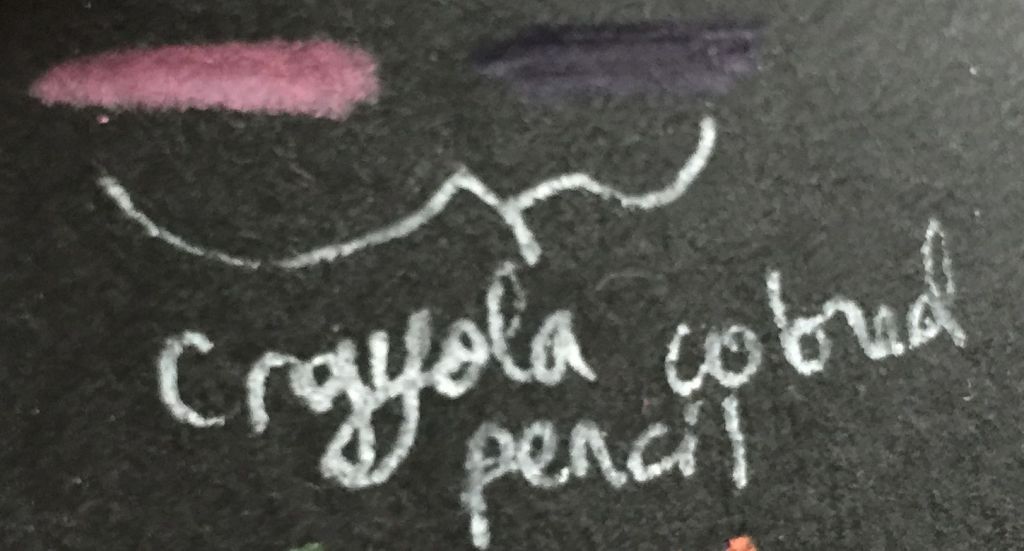Colored Pencil on Black Kraft-tex. 